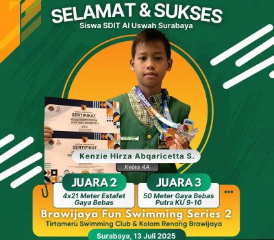 Kenzie Hirza dari SDIT Al Uswah Raih Prestasi di Brawijaya Fun Swimming Series 2