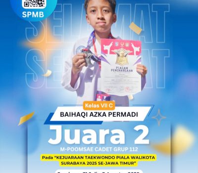 Baihaqi Azka Raih Juara 2 di Kejuaraan Taekwondo Piala Wali Kota Surabaya 2025