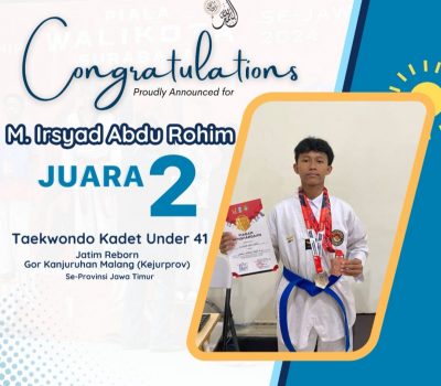 M Irsyad Abdu Rohim Raih Juara 2 Kejurprov Taekwondo Jawa Timur