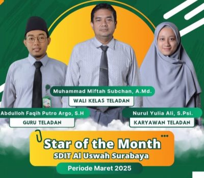 Guru & Karyawan Star Of The Month SDIT Al Uswah Surabaya bulan Maret 2025