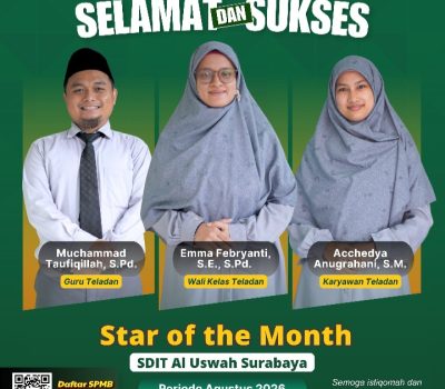 Star Of The Month Guru & Karyawan SDIT Al Uswah Surabaya Bulan Agustus 2026
