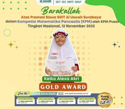 Keiko Alexa Raih Medali Emas Dalam Kompetisi Matematika Pancasila