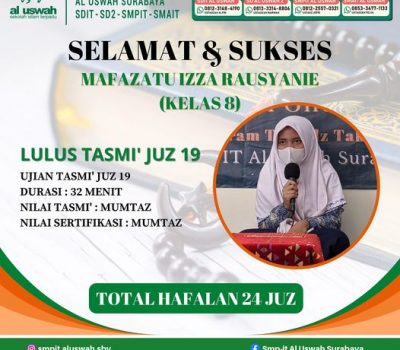 Siswi SMPIT Al Uswah Raih Nilai Istimewa Dalam Ujian Hafalan Juz 19